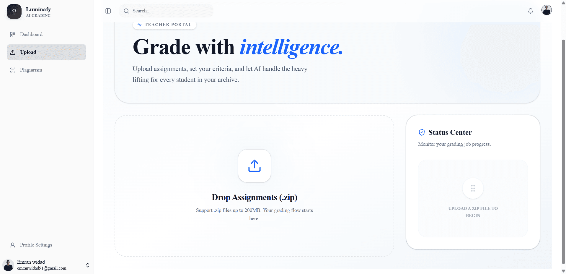 Upload Page screenshot